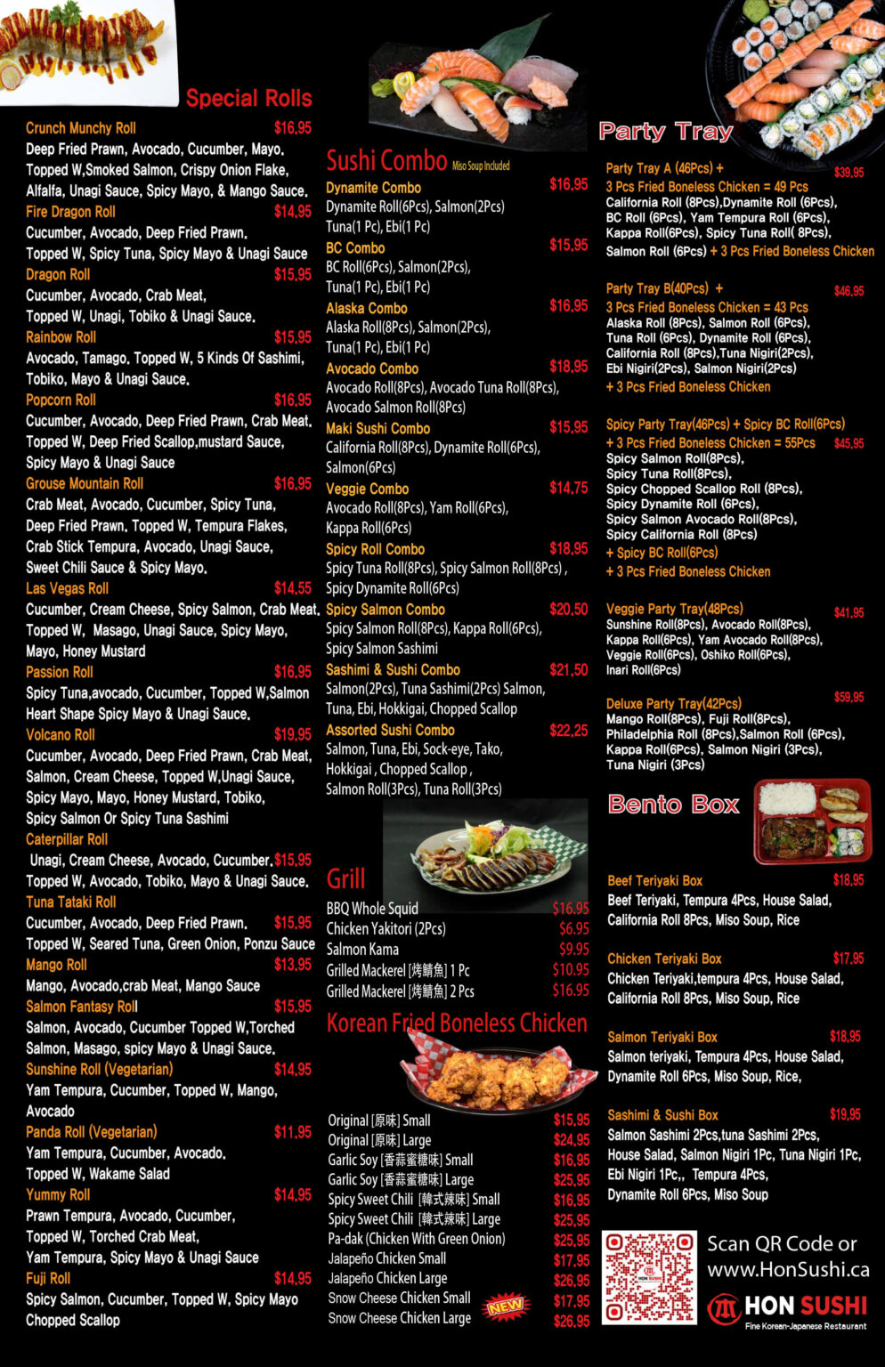 Hon Sushi 2022 06 01 New One Page Menu Back Black 2 of 2